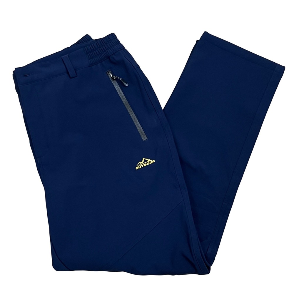 Outdoor Snow Ski Pant XL Blue Fleece Lined Waterproof Insulated Softshell Hiking